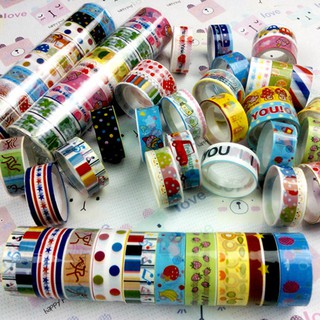 Warm 10pcs 1.5cmX2.5m Paper Sticky Adhesive Sticker Decorative Washi Tape