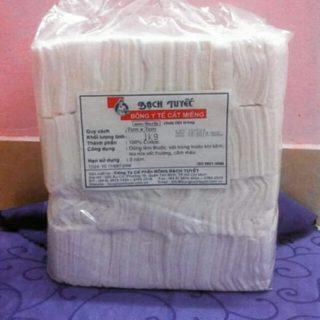 Bông Bạch tuyết y tế cắt miếng 7, 10 loại 1kg