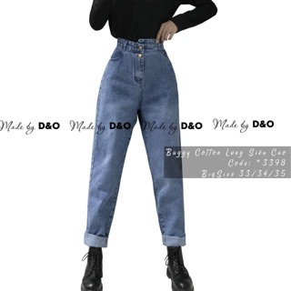 Quần Bò Lưng Cao/Quần Baggy Jean Nam/Nữ - LƯNG LỆCH 2 Nút Siêu Cao - FORM TO DÀI Xanh Nhạt