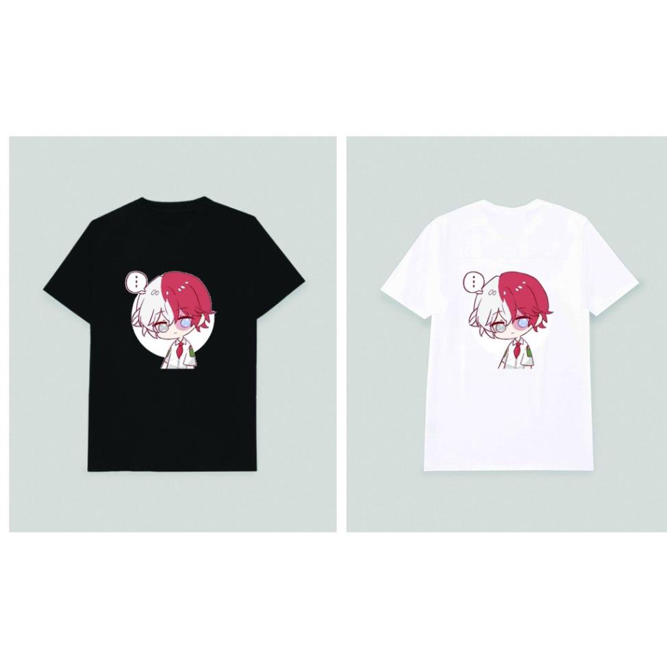 Áo thun phông đen trắng in hình MY HERO ACADEMIA BOKU NO HERO ACADEMIA TODOROKI chibi anime thời tra