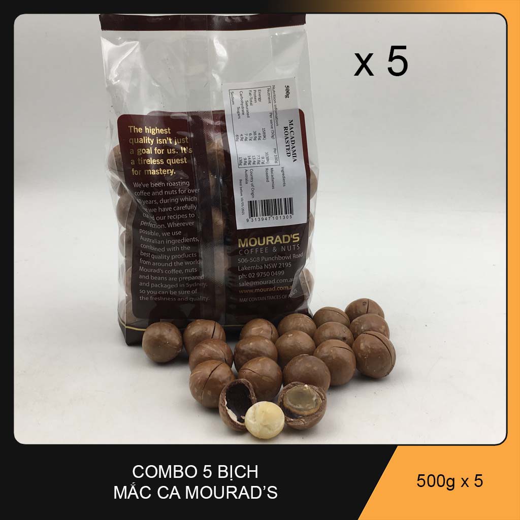 Combo 5 bịch 500gr Macca Mourad’s Của Úc. Khối lượng 500g x 5 = 2kg5.