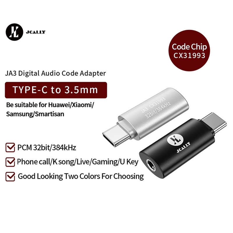Cáp chuyển đổi âm thanh kỹ thuật số JCALLY JA3 Type C sang 3.5 CX31993 Hifi thông dụng cho tai nghe 3.5mm