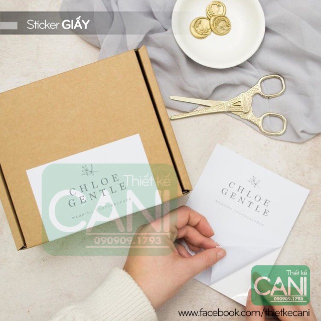 200c -500c Tem giấy Decal dán hộp  In theo yêu cầu Sticker nhãn giấy niêm phong CANI