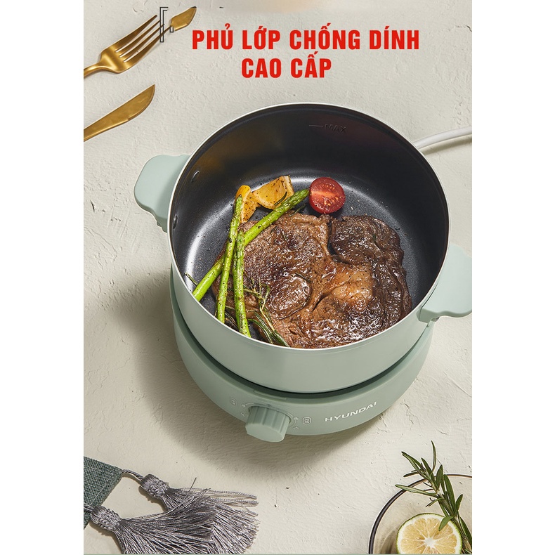 Nồi điện đa năng chống dính HUYNDAI 2.5L lẩu, chiên, xào...(tặng kèm ổ cắm 3 chấu)