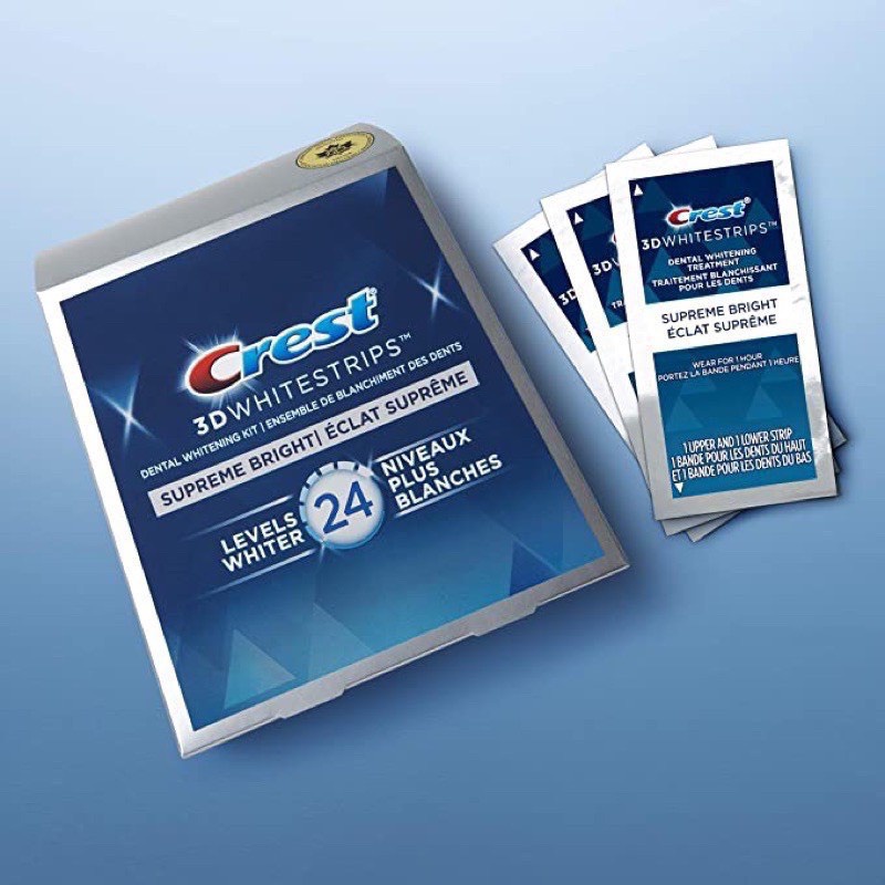 Miếng dán trắng răng Crest loại Supereme bright L24 ( SIÊU TRẮNG)