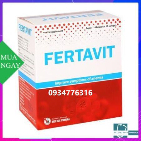 ✅[CHÍNH HÃNG, CHO KIỂM HÀNG] Viên uống bổ sung sắt FERTAVIT_ Bổ máu, giảm thiếu máu Hộp 100 viên