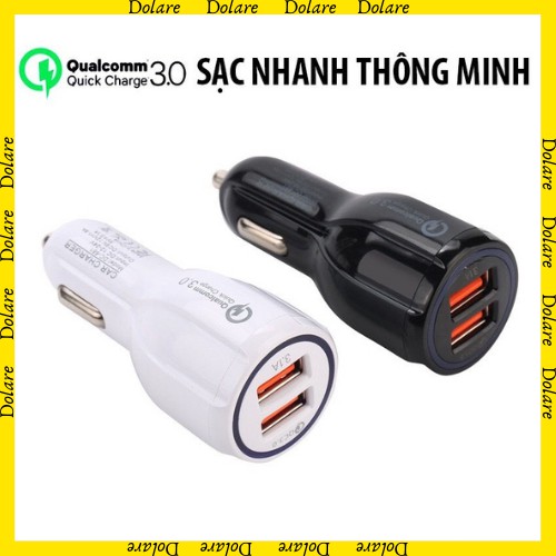 Đầu Sạc Nhanh trên xe ô tô 2 Cổng USB QC 3.0