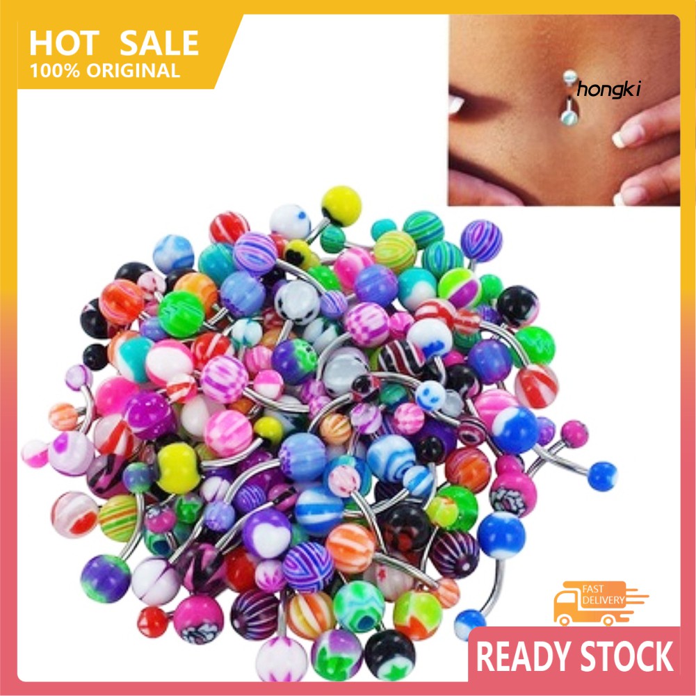 (Hàng Mới Về) Set 100 Khuyên Rốn Nhiều Màu Sắc Thời Trang