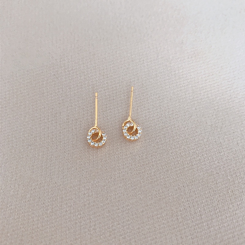 Khuyên Tai Mặt Tròn Đính Đá Thiết Kế Thời Trang Cho Nữ