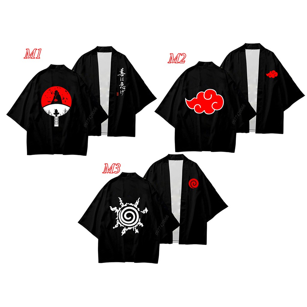 áo Naruto, áo kimono Naruto phong cách Nhật Bản, áo Uzumaki, áo akatsuki, áo Uchiha Unisex chất áo đẹp mát