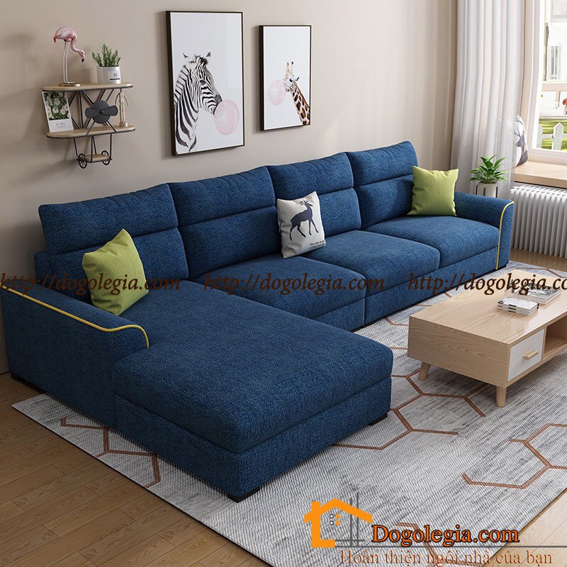 [SOFA NỈ] Sofa Nỉ Màu Xanh Mang Độc Đáo Vào Phòng Khách LG-SF262