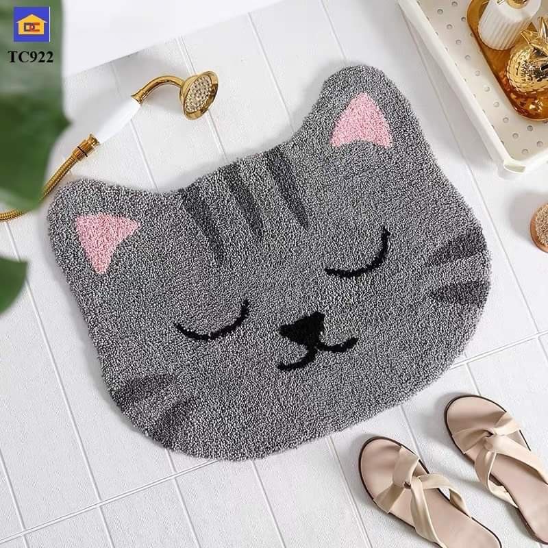 Thảm lau chân lông cừu in họa tiết 3d siêu cute, tham trải sàn mặt sau lớp cao su chống trơn trượt