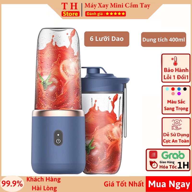 Máy xay mini cầm tay 6 lưỡi CHIGO xay sinh tố sạc tích điện gọn nhẹ tặng kèm nắp đậy bảo hành 6 tháng