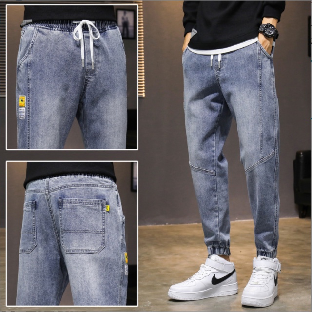 quần jean jogger nam xanh xám và đen bó gấu lưng chun 2022 155 Pon.mens