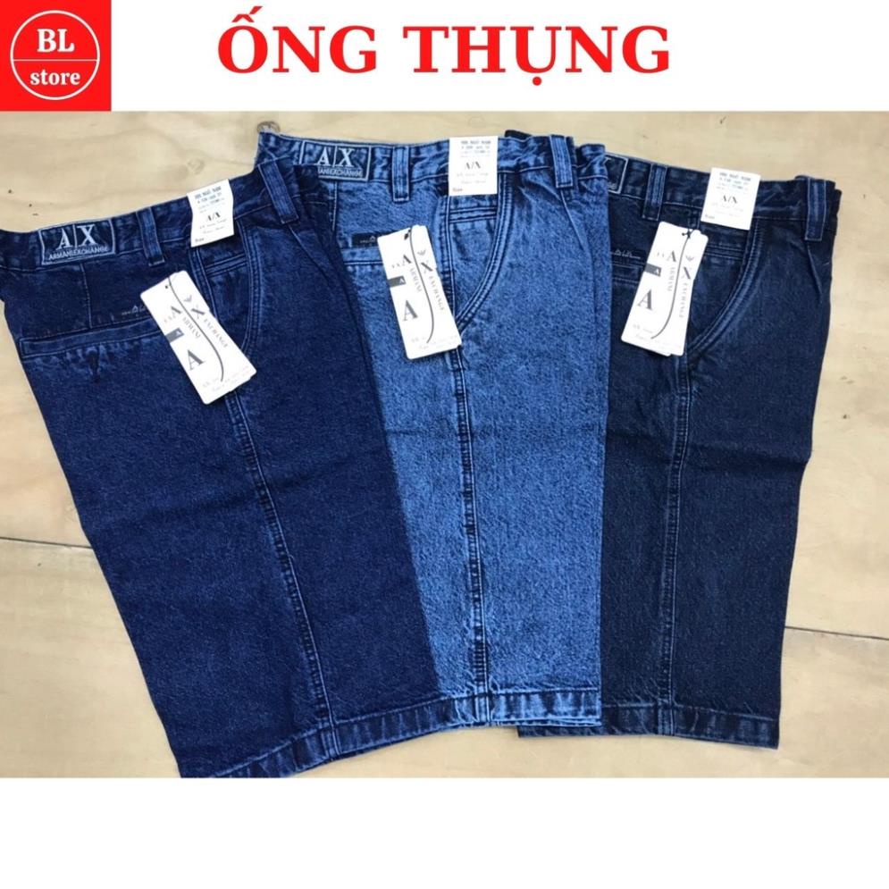 Quần bò ngố nam trung niên ống thụng ống đứng, quần sooc jean nam trung tuổi cao cấp bền đẹp ⚡