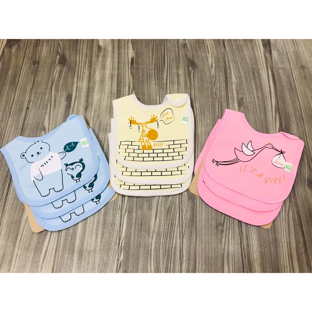 Set 3 Yếm Vuông MIPBI Cotton 100% Cho Bé