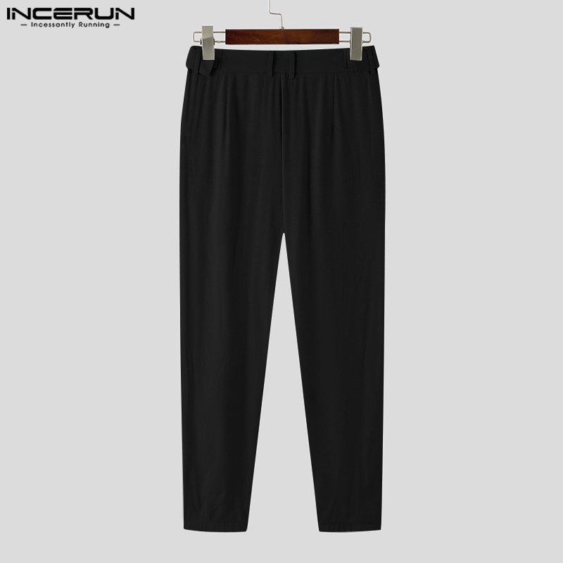 Quần dài Incerun dáng bút chì ống rộng màu trơn phong cách công sở thoải mái cho nam