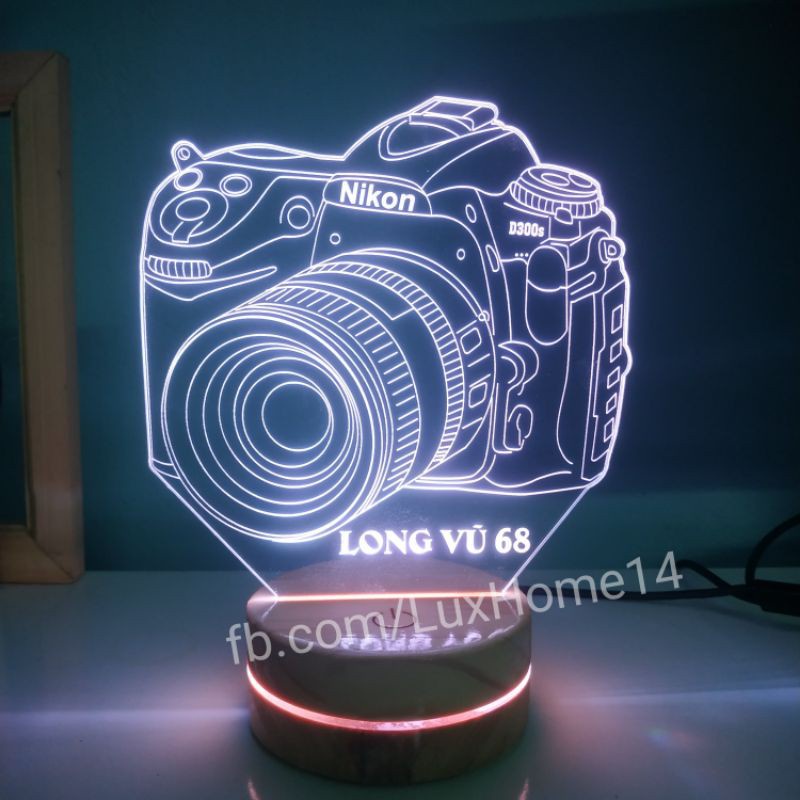 Đèn Led 3D 16 Màu💖Đèn Ngủ Mẫu Máy Ảnh NiKon D300s💖Miễn Phí Khắc tên Theo Yêu Cầu