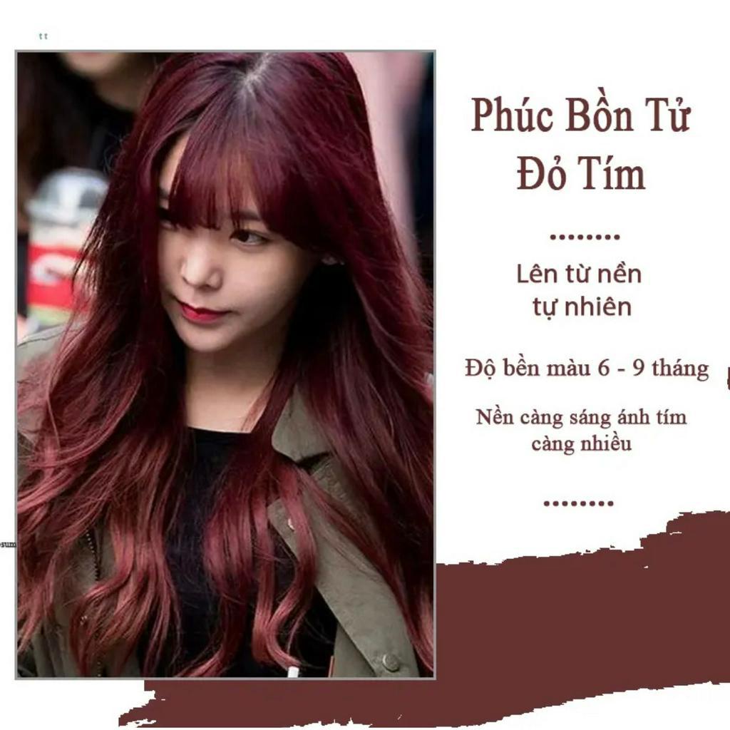 Thuốc nhuộm tóc tại nhà màu PHÚC BỒN TỬ không cần thuốc tẩy tóc lên từ tone 4 - 5 Tặng oxi và găng tay