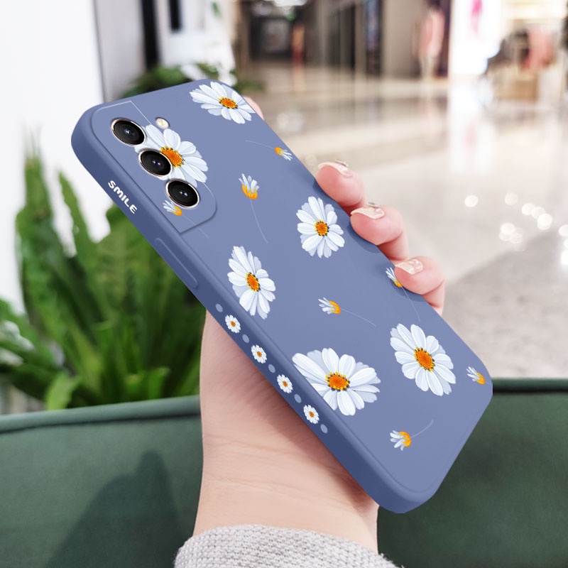 Ốp Điện Thoại Cảm Giác Chạm Thoải Mái In Hình Hoa Cúc Cho Samsung Galaxy S21 S20 FE Ultra Plus