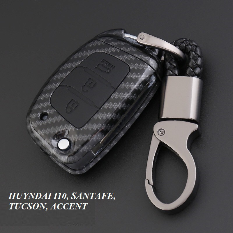 ốp chìa khóa Carbon i10, Elantra, Tucson (chìa cơ và khóa thông minh)