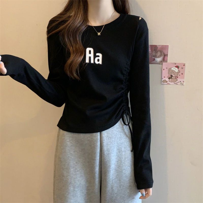 Áo Thun Tay Dài Kiểu Dây Rút Phong Cách Hàn Quốc Cho Nữ Áo phông Nữ NZ-TX-426