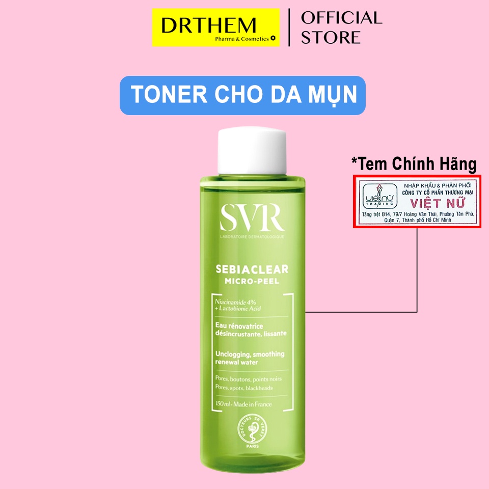 SVR Sebiaclear Micro Peel 150ml - Nước Cân Bằng Cho Da Dầu Mụn - Toner