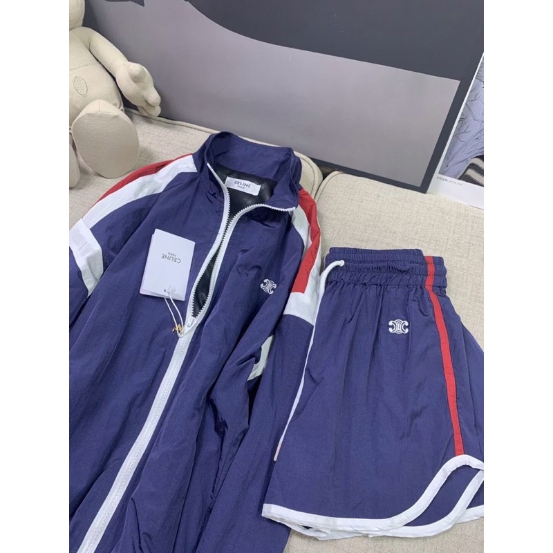 Set bộ thể thao áo dài dài tay Chanel CN hàng cao cấp màu xanh siêu xinh