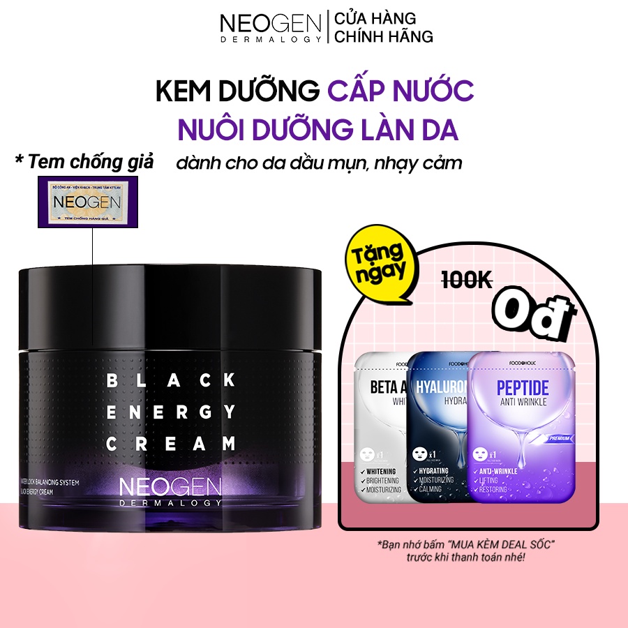 Kem Cấp Nước Nuôi Dưỡng Làn Da Dành Cho Da Dầu Và Da Nhạy Cảm Neogen Dermalogy Black Energy Cream 80ml