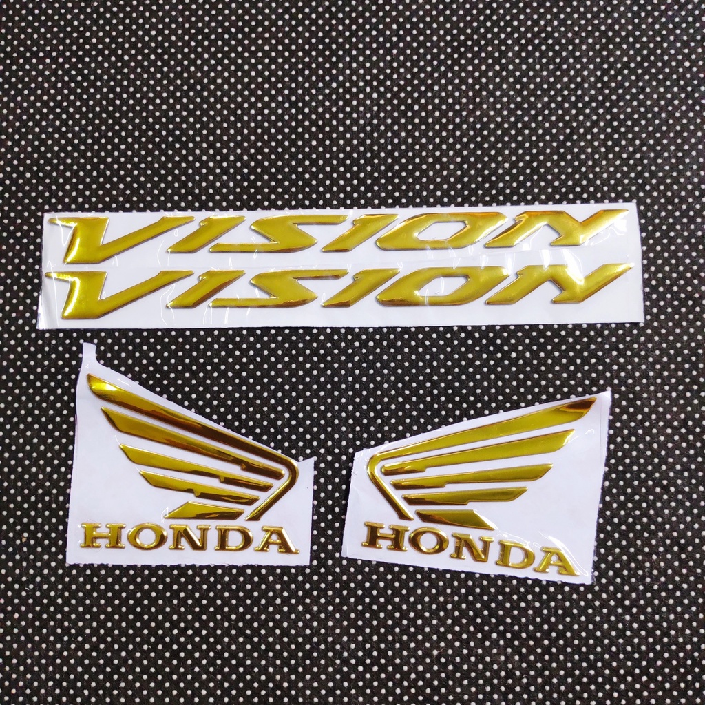 (TEM VISION) Bộ sưu tập tem chữ nỗi VISION và cặp cánh chim WINGS HONDA độ màu dán trang trí xe siêu chất
