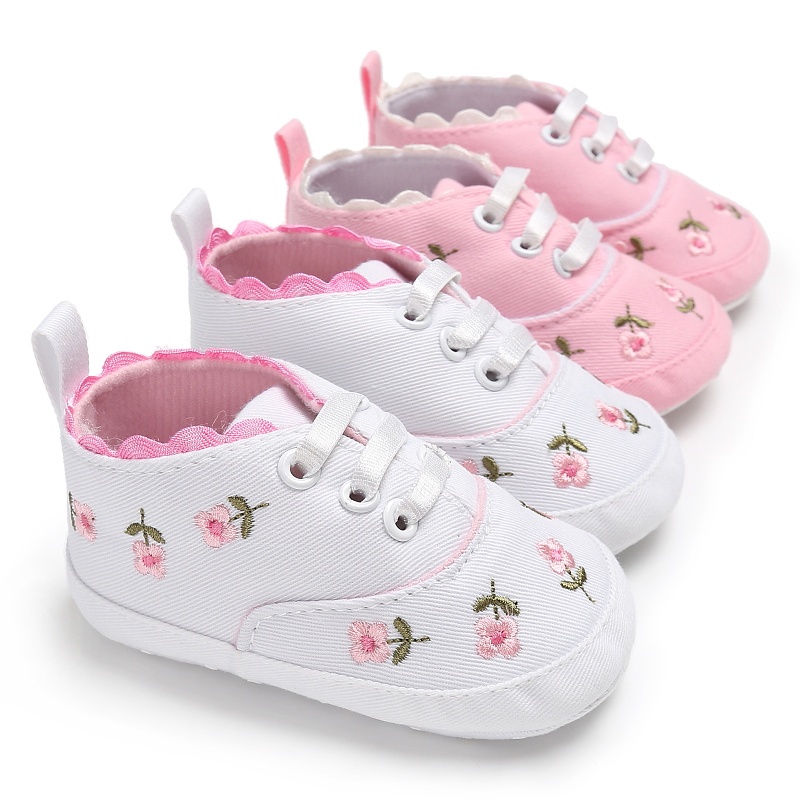 [Hàng Mới] Giày Sneaker Đế Mềm Đính Hoa Cho Bé Gái Sơ Sinh Từ 0-1 Tuổi