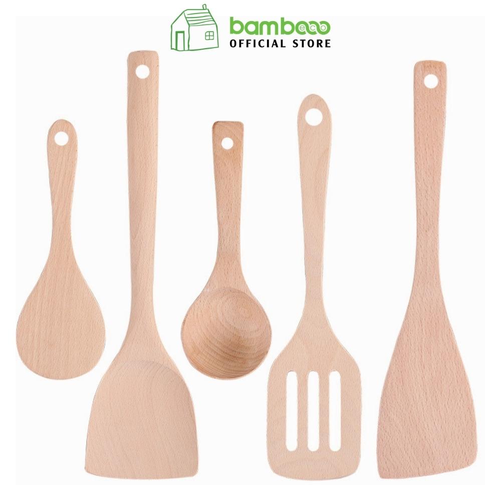 Thìa muỗng gỗ tre BAMBOOO ECO xào nấu chống dính chịu nhiệt tiện lợi nhiều kích thước