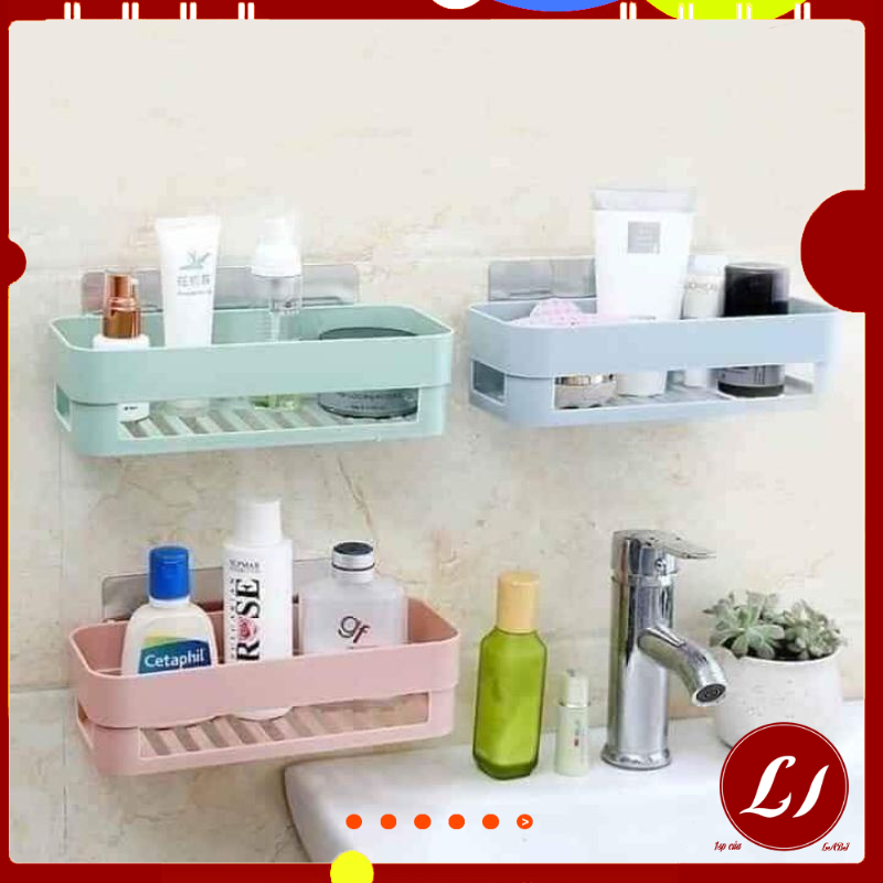 KỆ DÁN CHỮ NHẬT để đồ nhà tắm chắc chắn, tiện lợi-TN