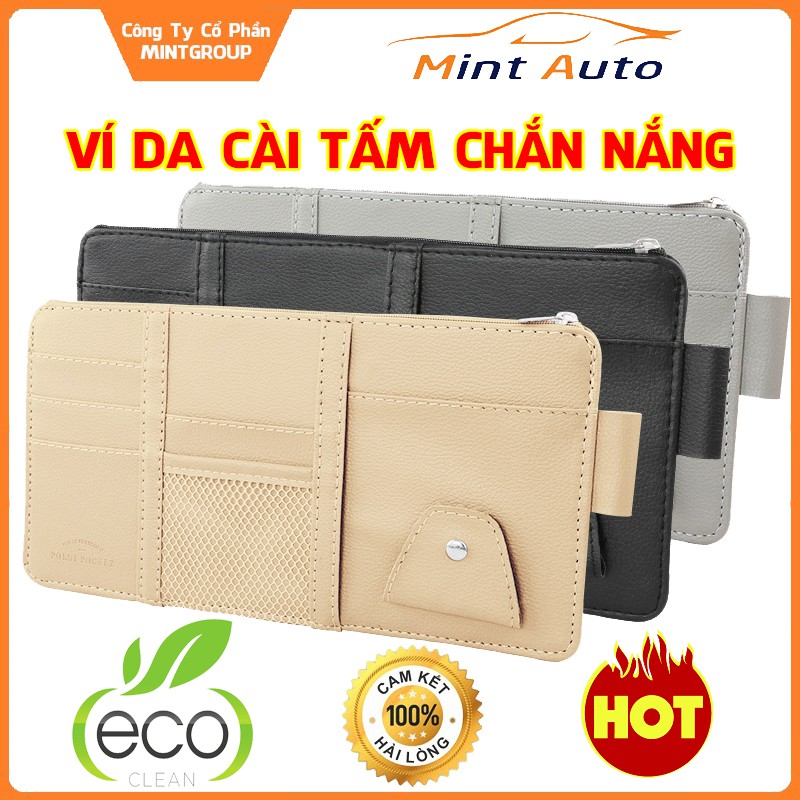 Ví da đựng giấy tờ đăng kiểm ô tô xe hơi nhiều ngăn cài tấm chắn nắng tiện lợi VDT001