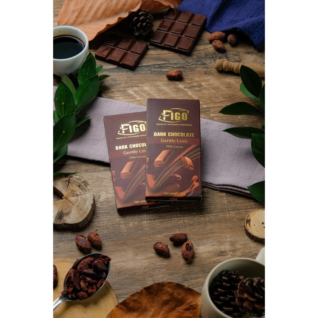 Combo Dark Chocolate nguyên chất 100%, 85%, 70% cacao 50g/100g FIGO, bánh cho người tiểu đường, giảm cân, keto