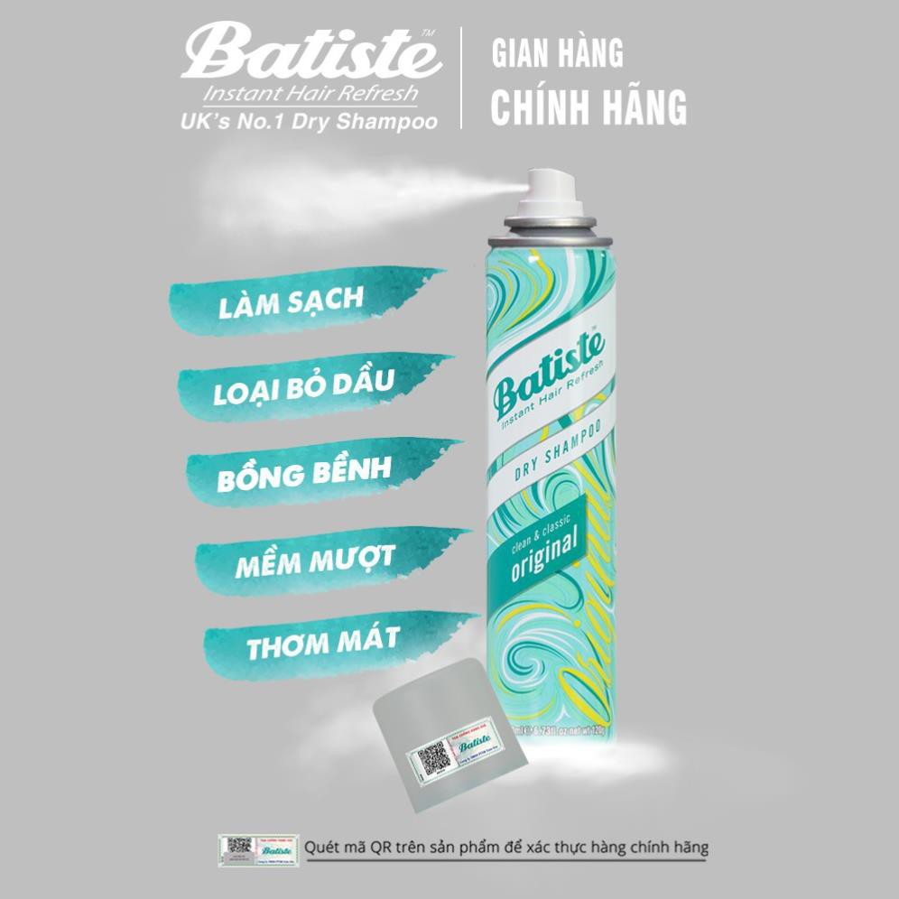 Dầu Gội Khô Batiste Hương Nhiệt Đới Tropical Mang Lại Cho Bạn Mái Tóc Hết Dầu Bồng Bềnh Mềm Mượt Tự Tin DGKBA04 RENEVA