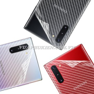 Tấm dán vân Carbon 3D mặt lưng cho Samsung Galaxy Note 10 Lite, Note 10 Plus, Note 10, Note 9, Note 8, Note 7, Note FE