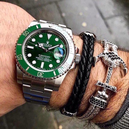 Đồng hồ Nam Rolex cơ automatic dây kim loại Rolex Submariner máy Nhật 40mm mặt xanh lá vỏ trắng