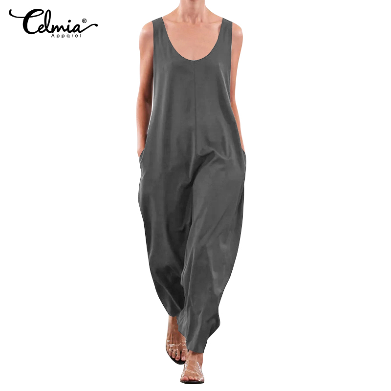 Áo Liền Quần Celmia Hai Dây Bằng Cotton Cò Túi Ống Rộng Thời Trang Mùa Hè Cho Nữ | BigBuy360 - bigbuy360.vn