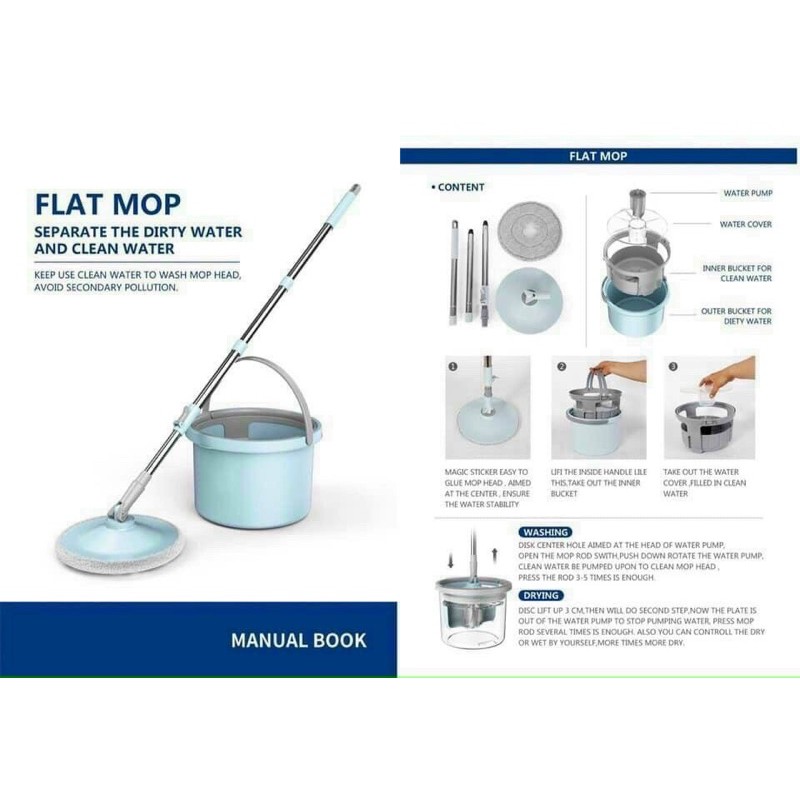 Bộ Cây Lau Nhà Xoay tay FLAT MOP  [Chính hãng]