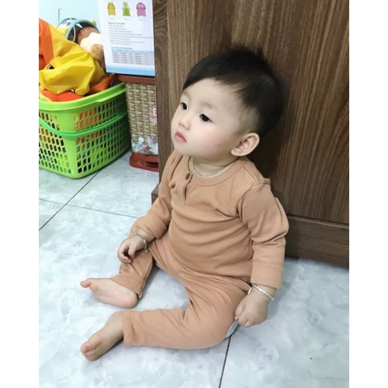 Bộ body thun gân dài tay kwoo co dãn 8 chiều cho bé 6-18kg