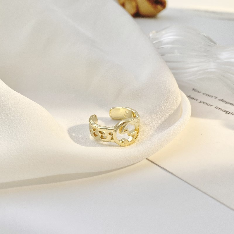 Nhẫn In Chữ  191169Nhẫn Hở Đính Đá Sang Trọng Thời Trang Dễ Phối Đồ