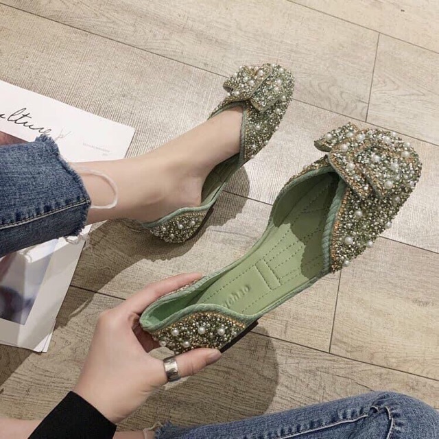 Giày búp bê đính đá đế dẻo | BigBuy360 - bigbuy360.vn