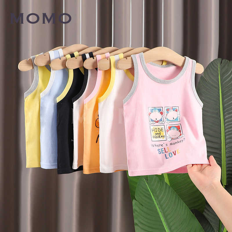 Áo Cotton Sát Nách Kiểu Hoạt Hình Đáng Yêu Cho Bé 1-7 Tuổi