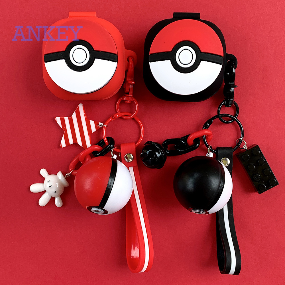Samsung Galaxy Buds Live / Buds+ Plus Case Cute Silicone Cover for Pokémon Pikachu Sleeve Bluetooth Earphone Shockproof Headphone Protective Case Box with Pendant