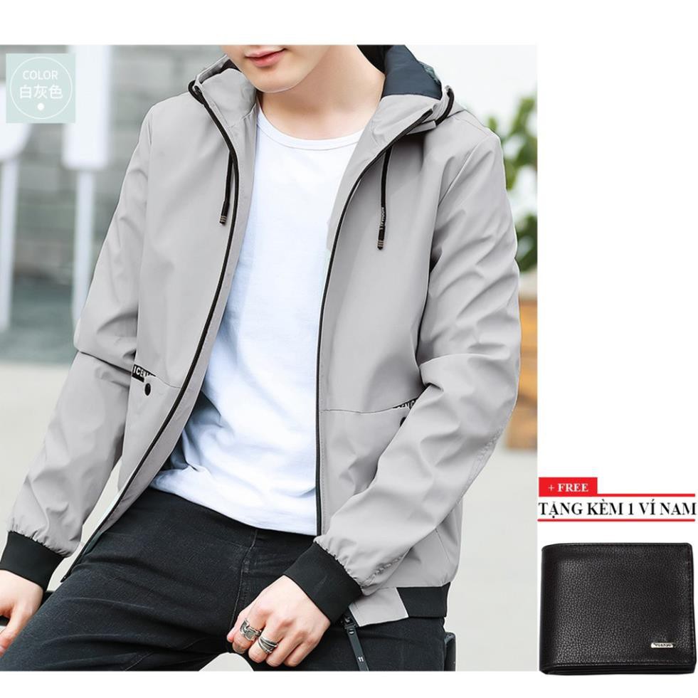 Áo khoác dù nam có nón AKD119 PIOUS (xám) hàng vnxk