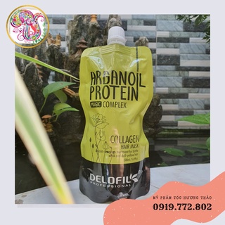 Hấp dầu dưỡng ẩm Collagen Hair Mask Delofil Argan Oil Protein 500ml