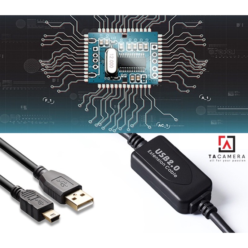 TA Camera: Dây Cáp USB 2.0 To Mini-B 5-Pin - Chụp Ảnh Flatlay Bằng Liveview - Dài 10m