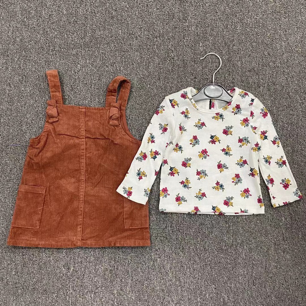 Set yếm nhung màu nâu kèm áo Primark siêu đẹp