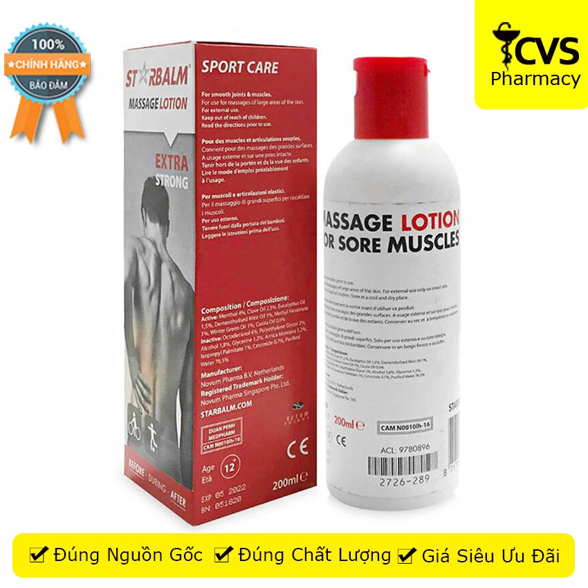 Kem Xoa Bóp Starbalm Massage Lotion 200Ml - giúp giảm đau cơ &amp; khớp - cvspharmacy